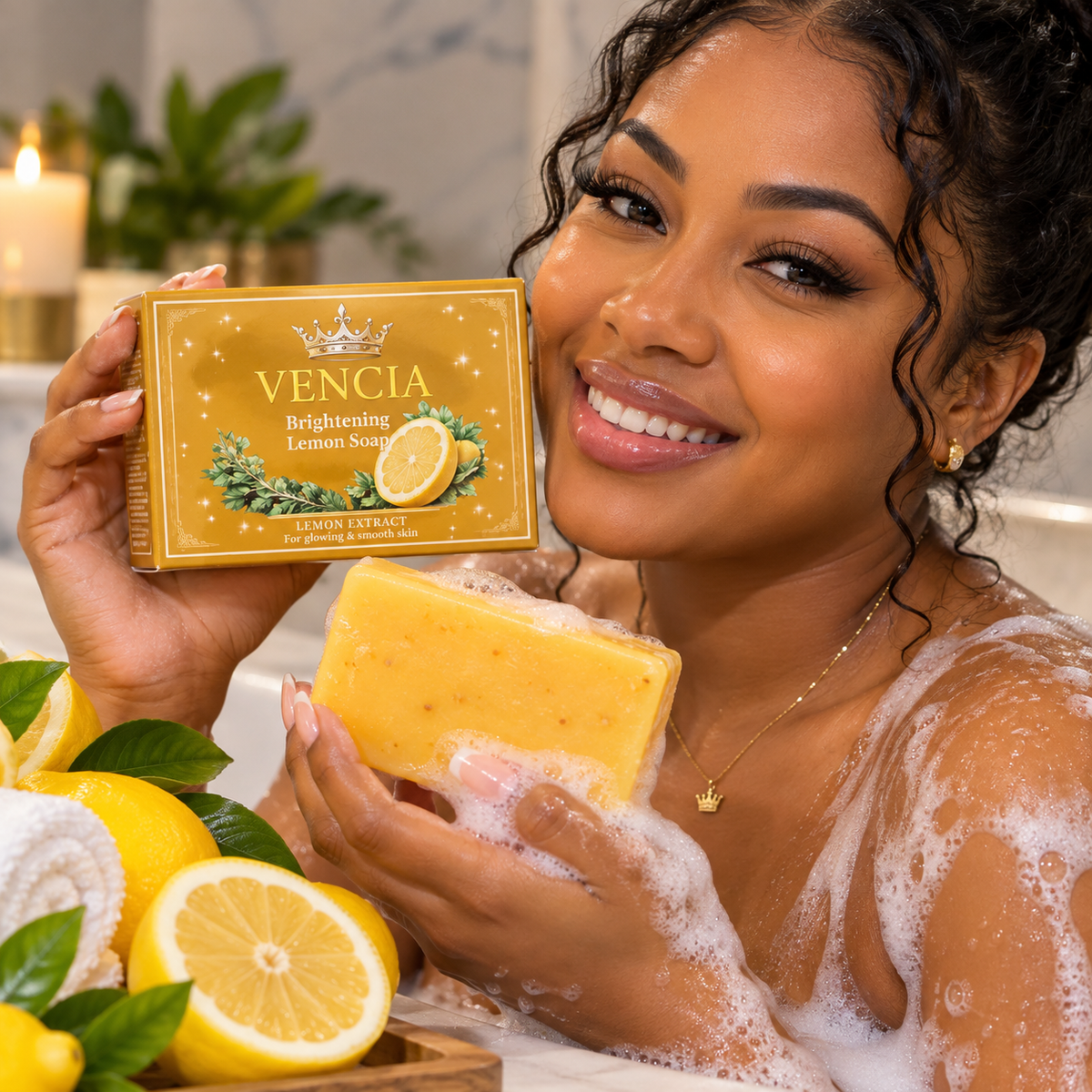 Vencia Brightening Lemon Soap Bar-Face & Body Cleansing,100g