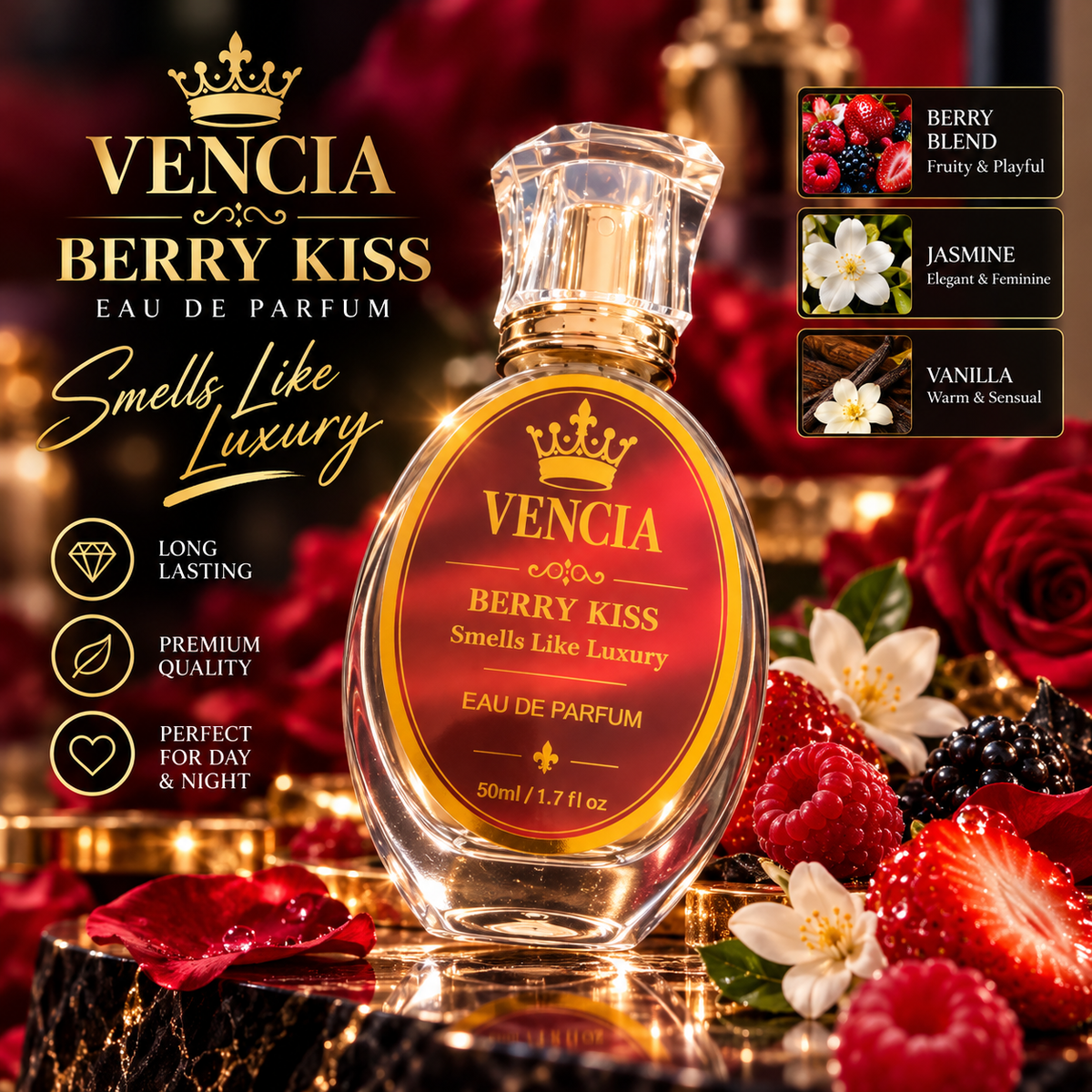 Vencia Berry Kiss  Eau de Parfum for Women-50ml / 1.7 fl oz