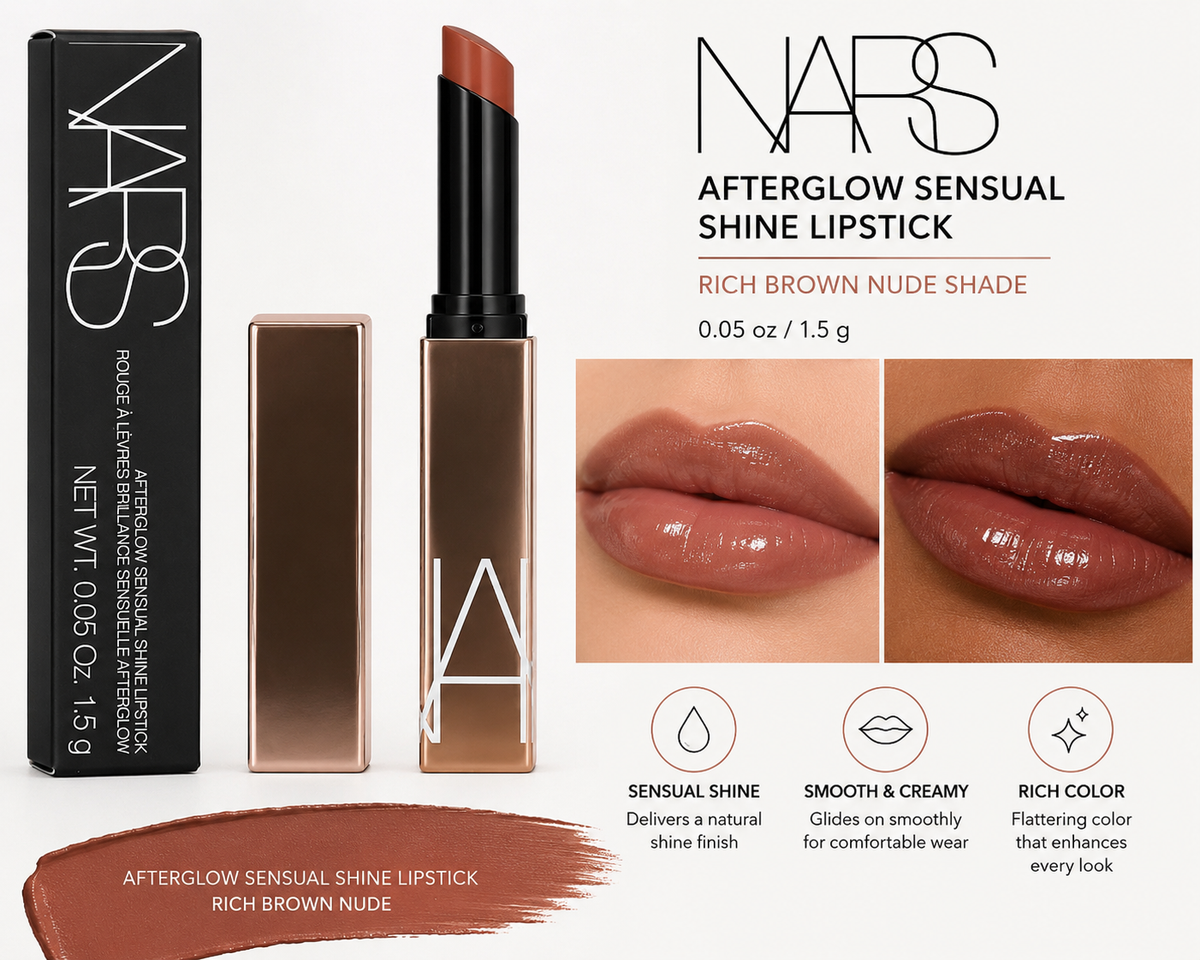 NARS Afterglow Sensual Shine Lipstick 0.05 oz – Rich Brown Nude Shade